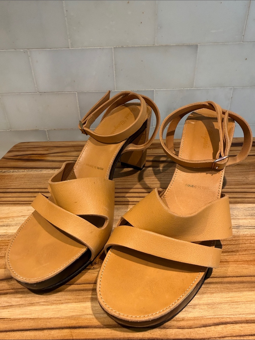 Robert Clergerie Tan Leather Strappy Ankle-Heel Sandals - Picture 3 of 11
